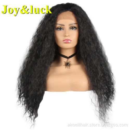Wholesale Prices Front Lace Women Wig Long Soft Fashion Style For Party Synthetic Wig Natural Grey Kinky Curl Ladies Hair Wigs